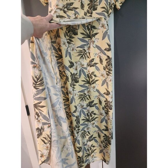 Tommy Bahama 100% Silk Maxi Dress Sz 8 Wrap Skirt Yellow Tropical Floral - Picture 4 of 12